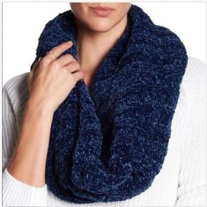 Free People Love Bug Chenille Cowl Scarf Navy NEW